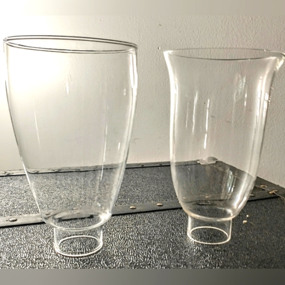 Two Clear Glass Hurricane/Chimney Lamp Shades - Pristine Condition!